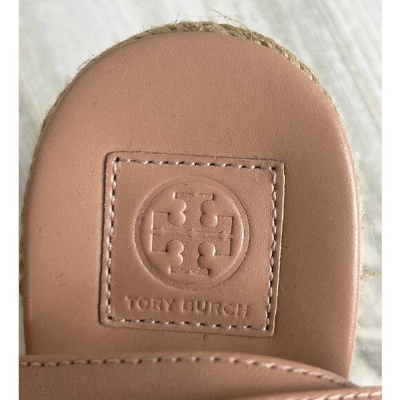Tory Burch Womens 8 Landon Pink Espadrille Wedge Ankle Buckle Sandals designer - Picture 10 of 10